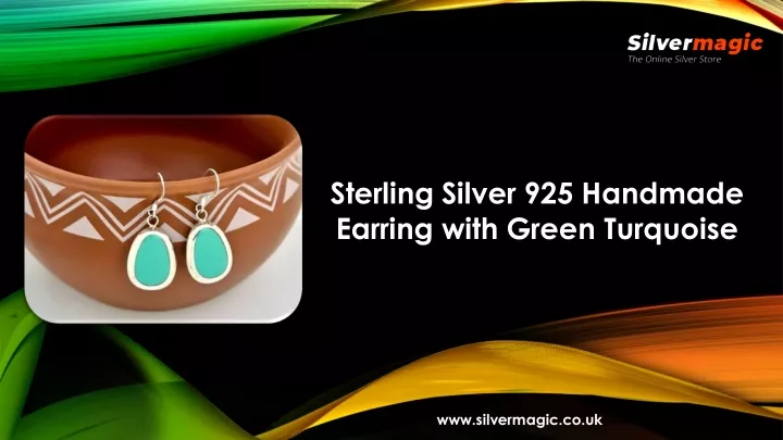 sterling silver 925 handmade earring with green