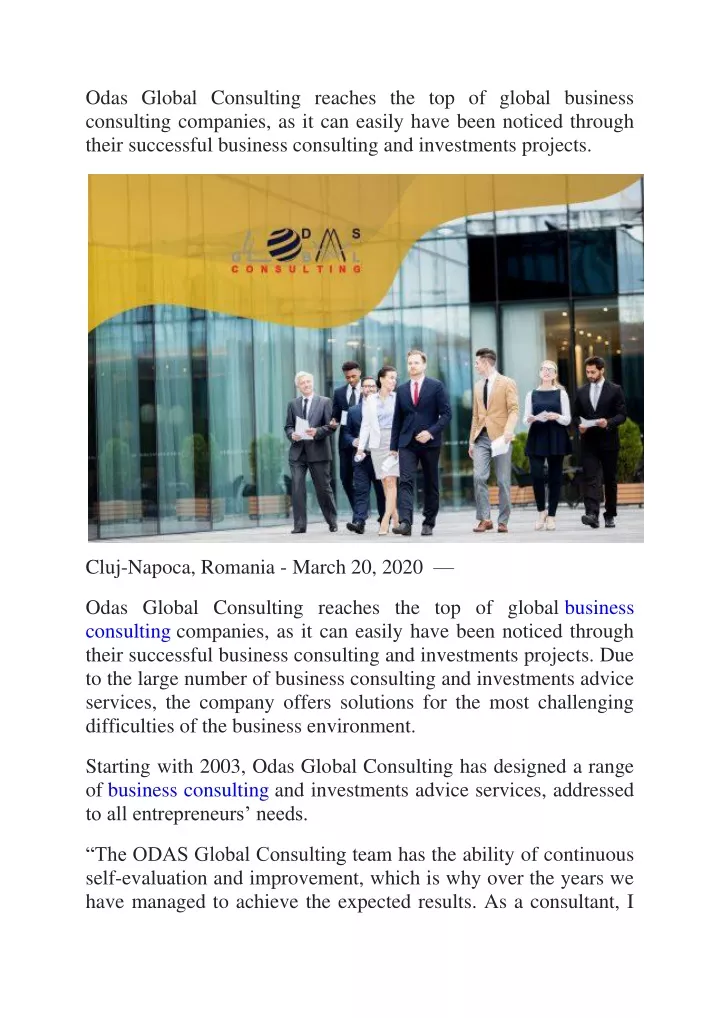 odas global consulting reaches the top of global