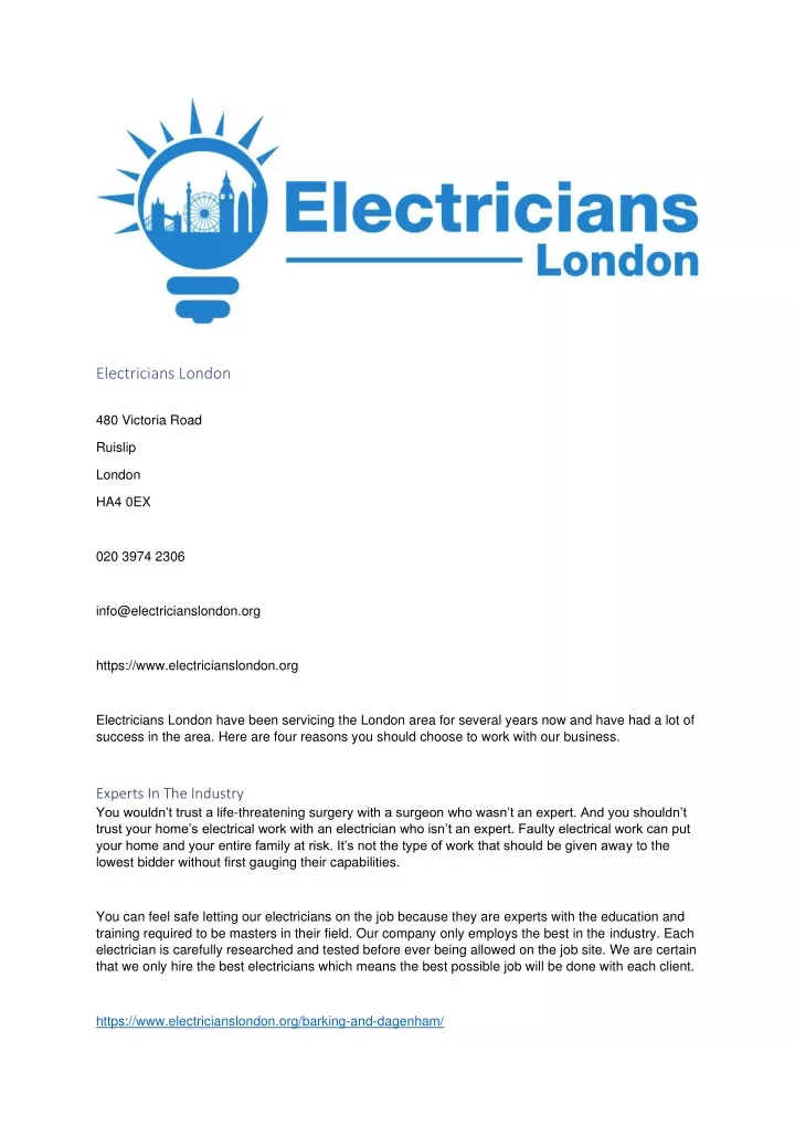 electricians london