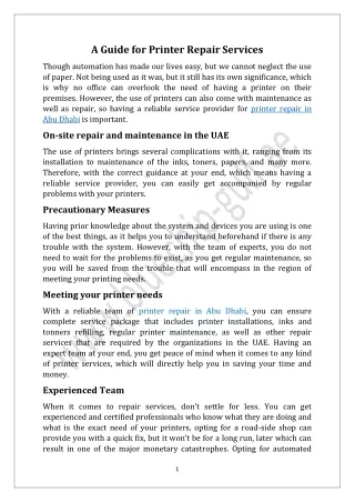a guide for printer repair services