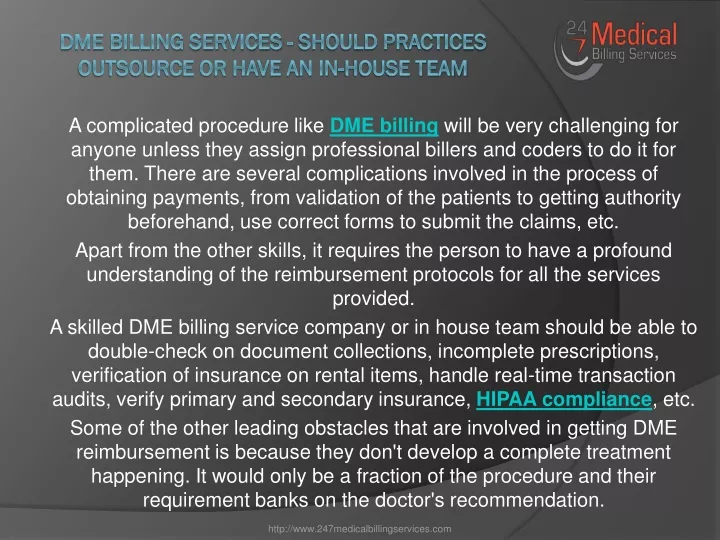 dme billing services should practices outsource or have an in house team