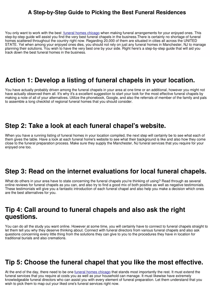 a step by step guide to picking the best funeral