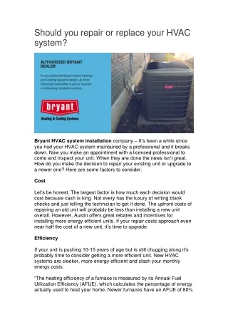 should you repair or replace your hvac system