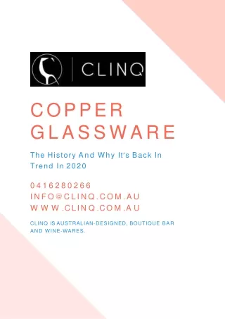 CLINQ’s Hand-Made Copper Glassware | Unique Barware