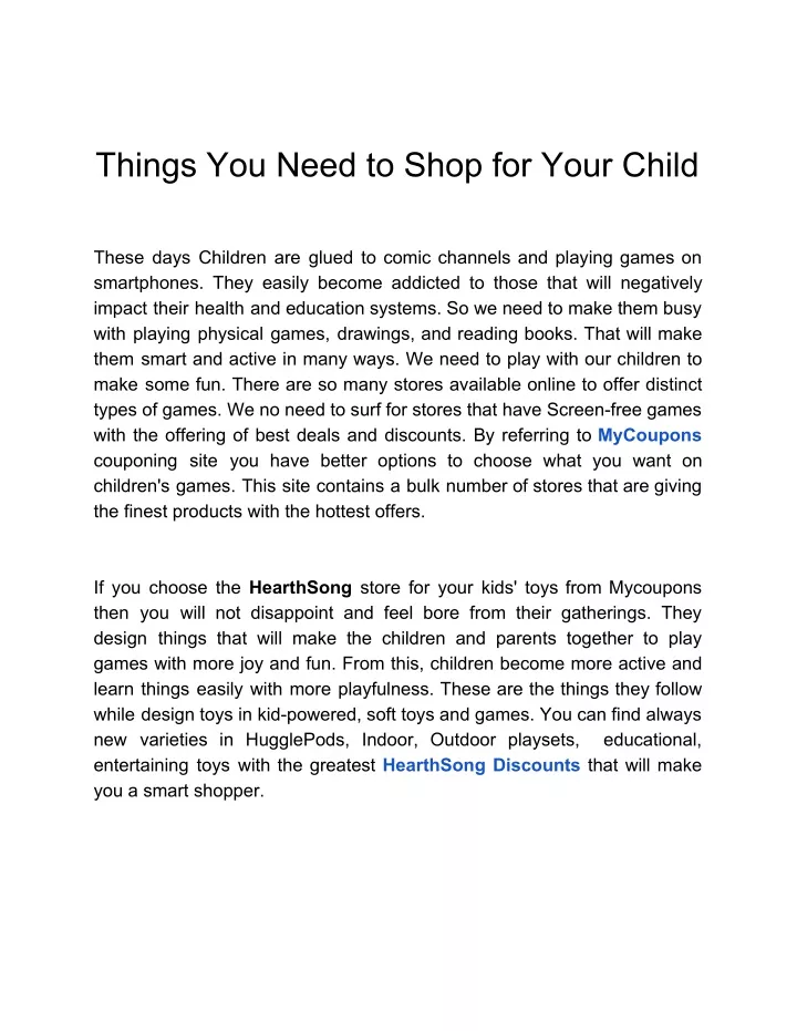 things you need to shop for your child