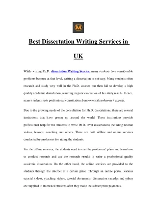 best dissertation writing services in