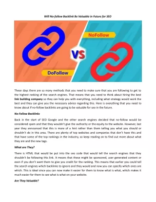 will no follow backlink be valuable in future