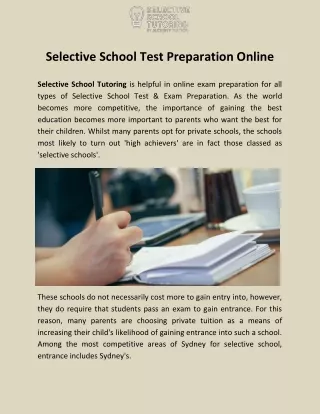 Selective School Test Preparation Online