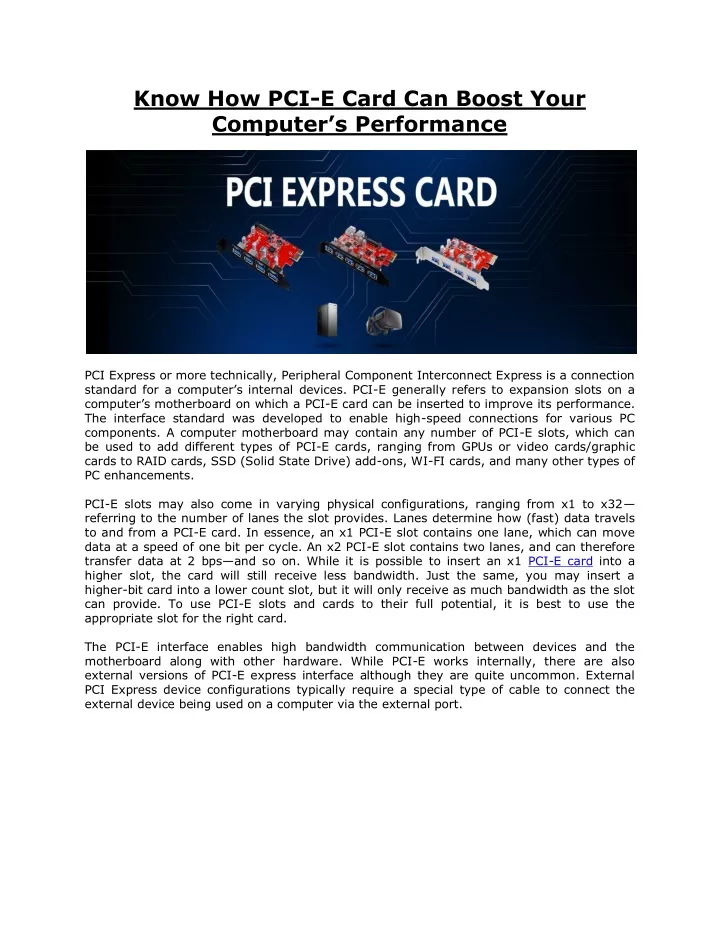 know how pci e card can boost your computer