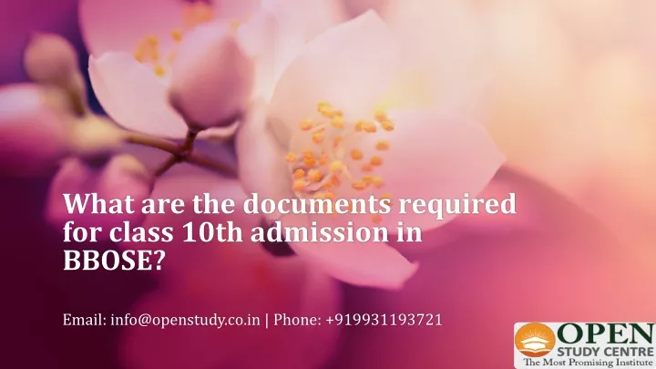 what are the documents required for class 10th admission in bbose