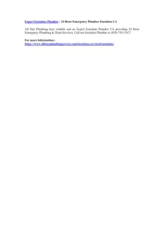 expert encinitas plumber 24 hour emergency