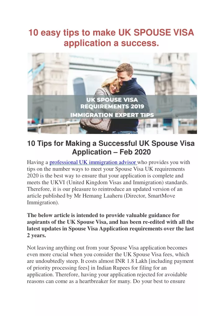 10 easy tips to make uk spouse visa application a success