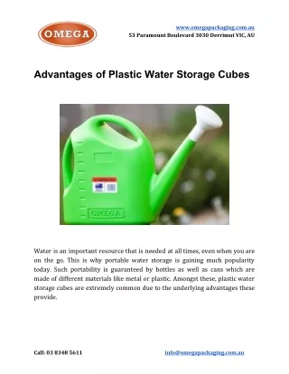 Advantages of Plastic Water Storage Cubes