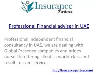 Experienced independent financial adviser UAE- Insurance Partner