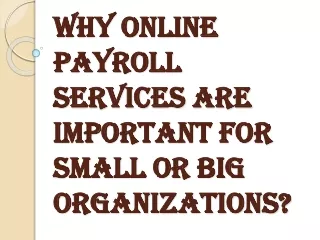 Why do Big Companies will go for Online Payroll Services?