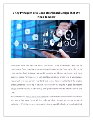 5 key principles of a good dashboard design that