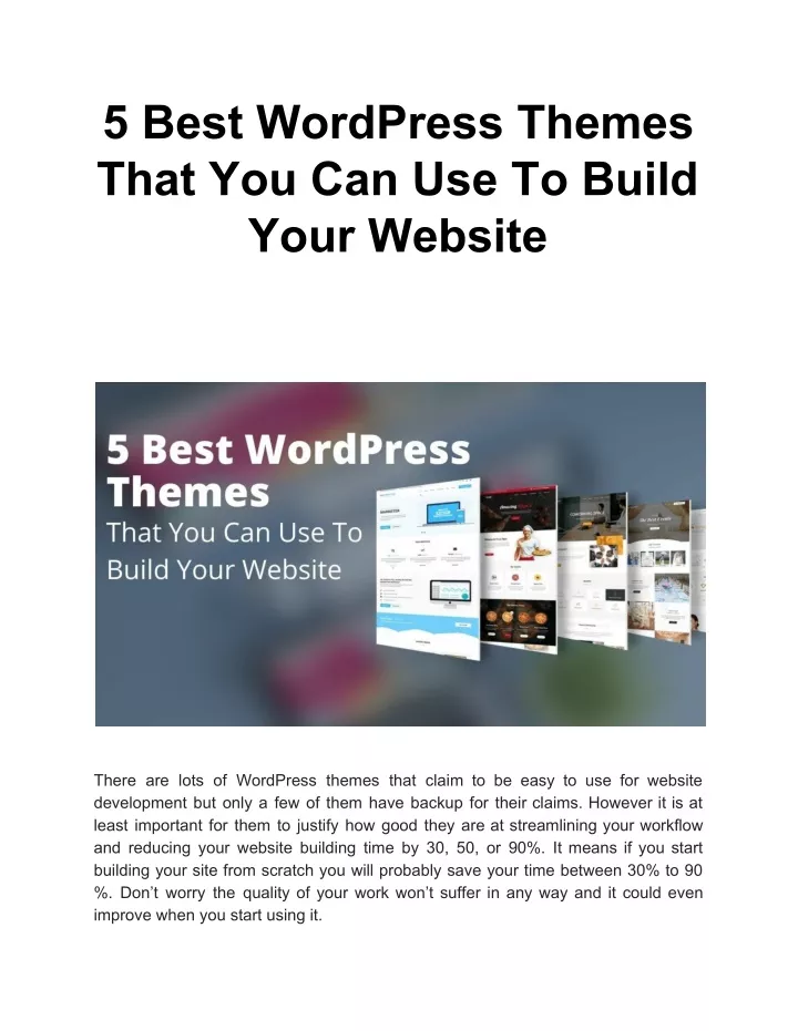 5 best wordpress themes that you can use to build