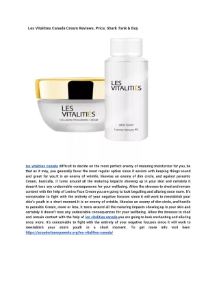 Les Vitalities Canada Cream Reviews, Price, Shark Tank & Buy