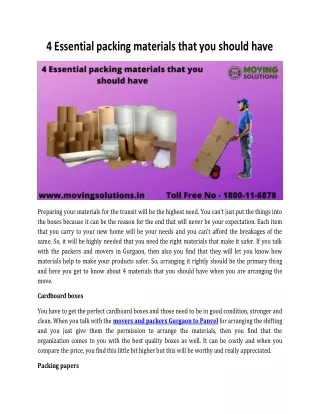 4 essential packing materials that you should have