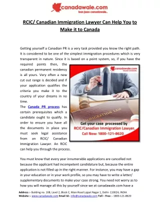 RCIC/ Canadian Immigration Lawyer Can Help You to Make it to Canada