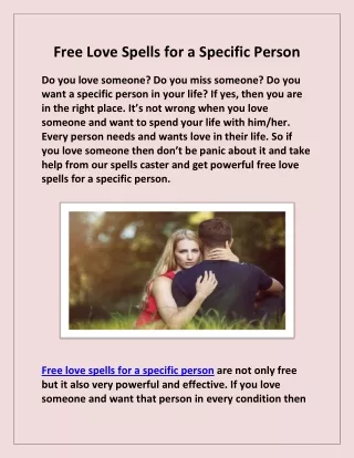 free love spells for a specific person