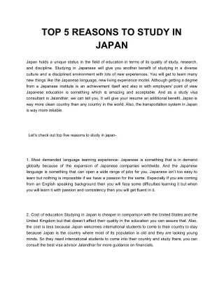 TOP 5 REASONS TO STUDY IN JAPAN
