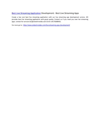 best live streaming application development best