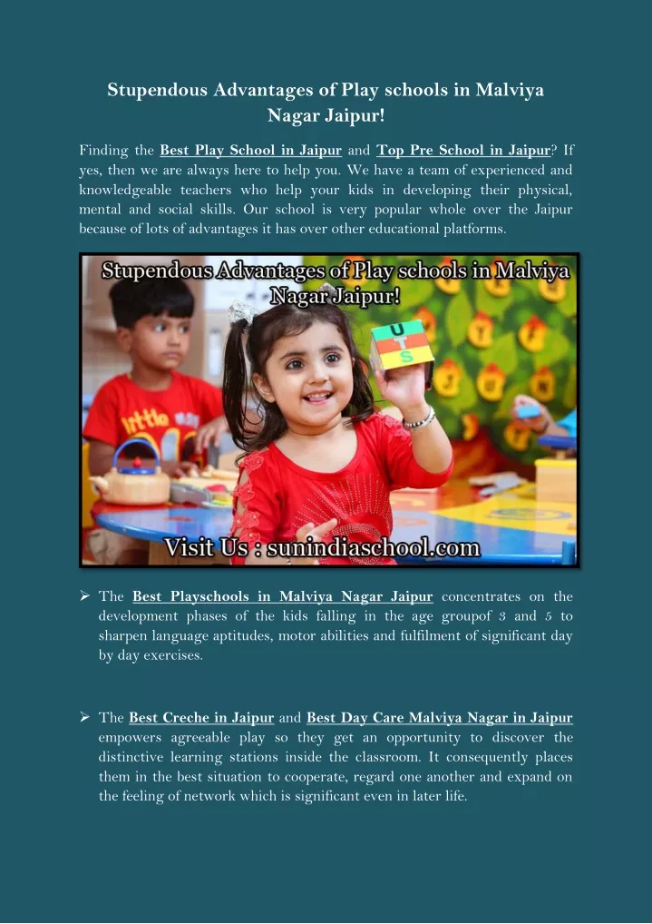 stupendous advantages of play schools in malviya