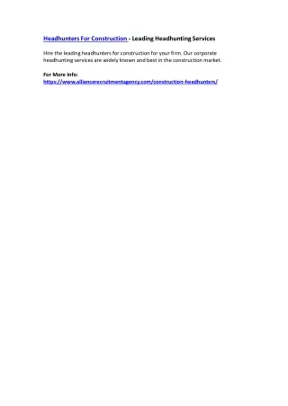 headhunters for construction leading headhunting