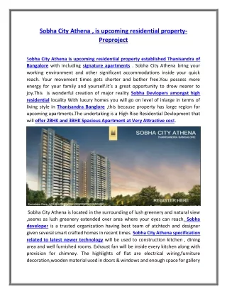 sobha city athena is upcoming residential