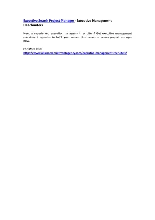executive search project manager executive