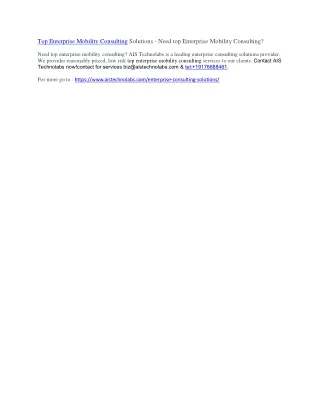 top enterprise mobility consulting solutions need