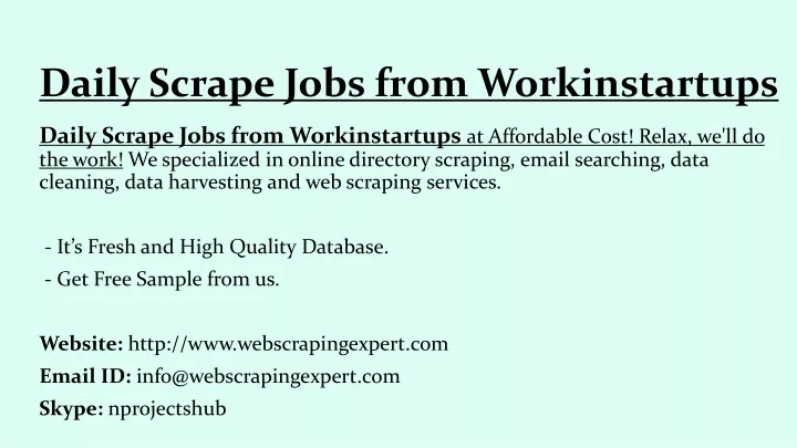 daily scrape jobs from workinstartups