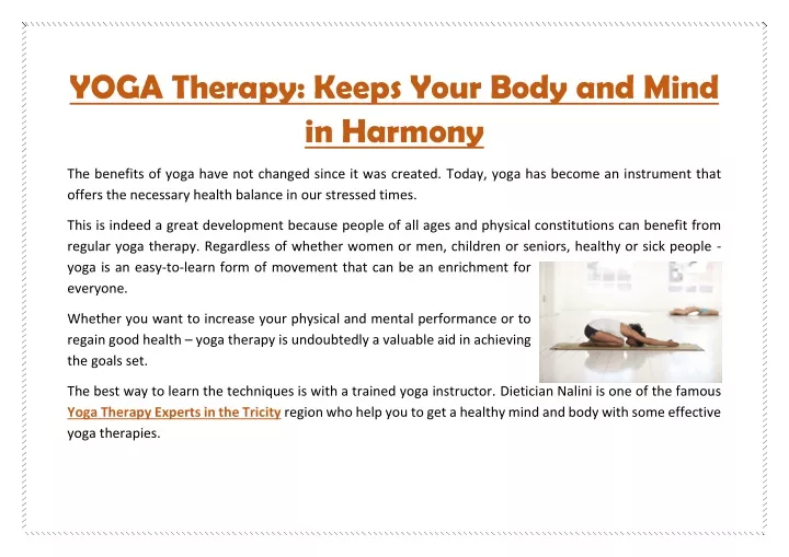 yoga therapy keeps your body and mind in harmony