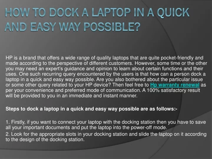 how to dock a laptop in a quick and easy way possible