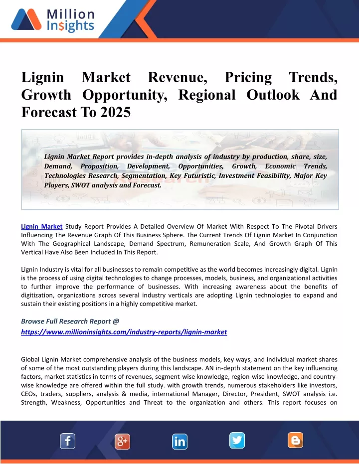 lignin market revenue pricing trends growth