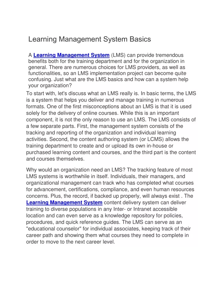learning management system basics