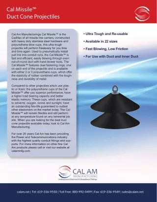 Cal Missile Brand Duct Projectiles