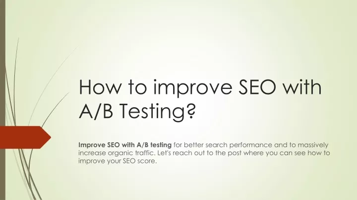 how to improve seo with a b testing