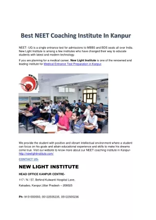 Best NEET Coaching Institute In Kanpur