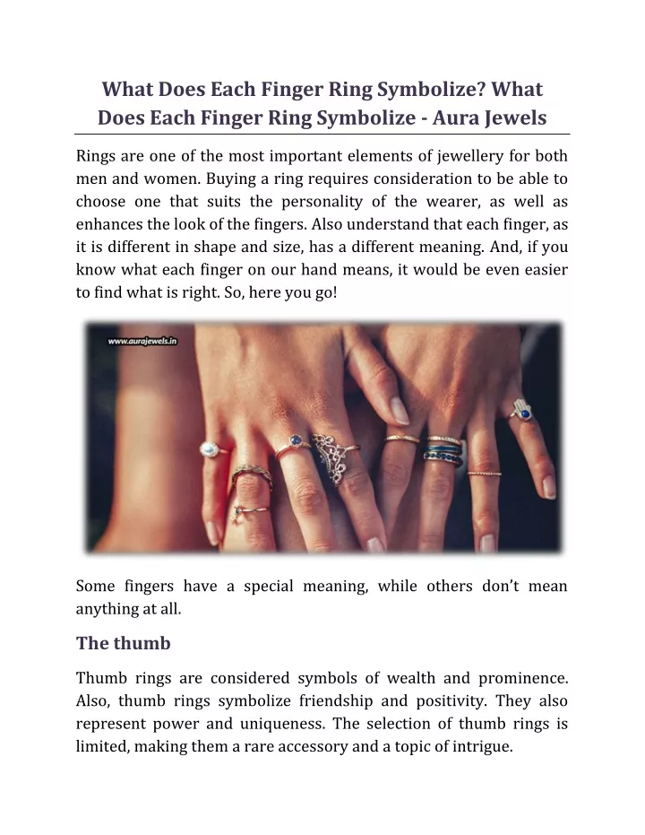 what does each finger ring symbolize what does