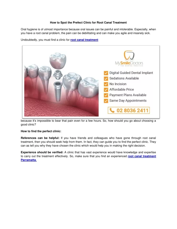 how to spot the prefect clinic for root canal
