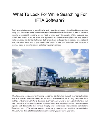 What To Look For While Searching For IFTA Software?