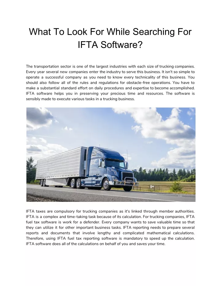 what to look for while searching for ifta software