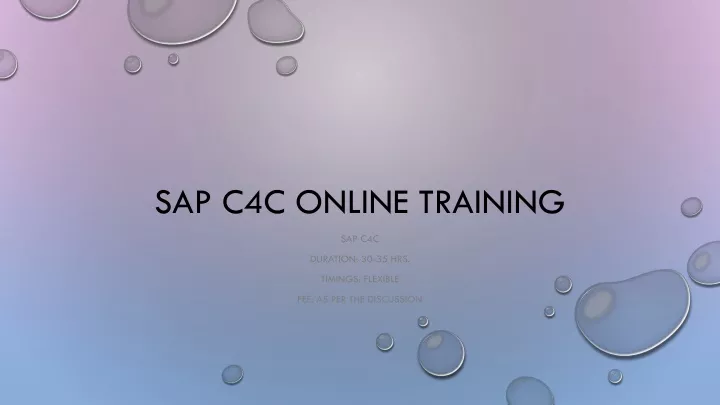 sap c4c online training