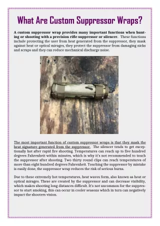what are custom suppressor wraps