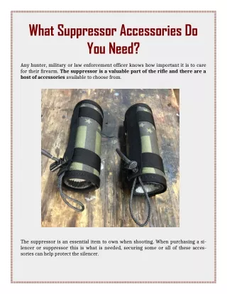 what suppressor accessories do you need