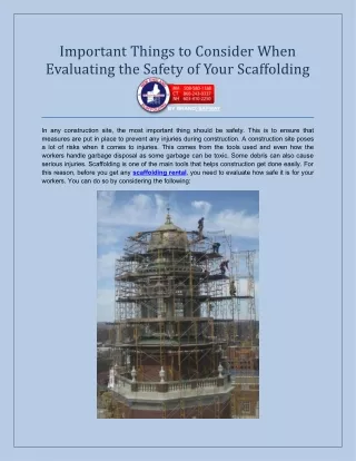 Important Things to Consider When Evaluating the Safety of Your Scaffolding
