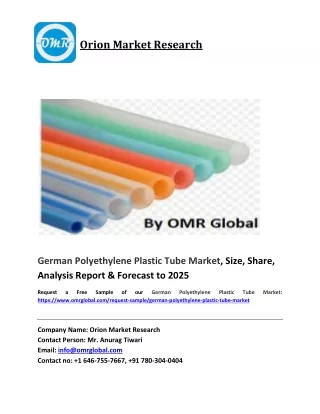 German Polyethylene Plastic Tube Market Size, Share, Analysis, Industry Report and Forecast 2019-2025