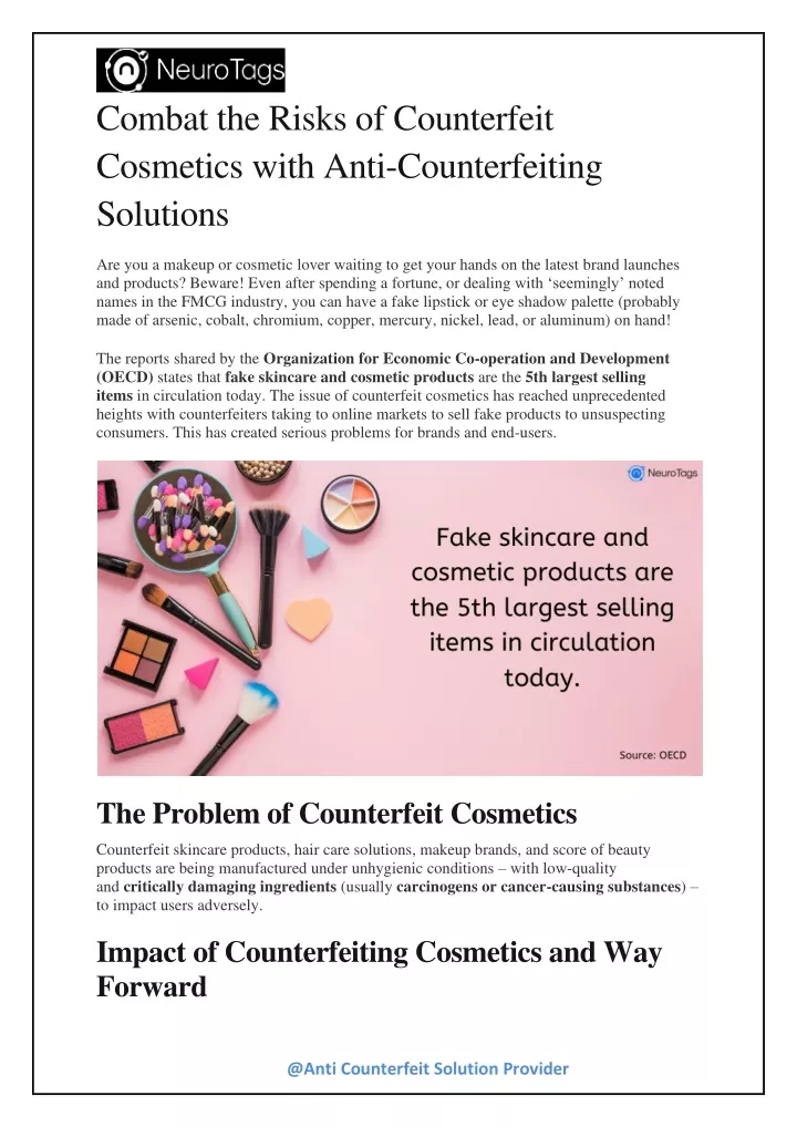 combat the risks of counterfeit cosmetics with
